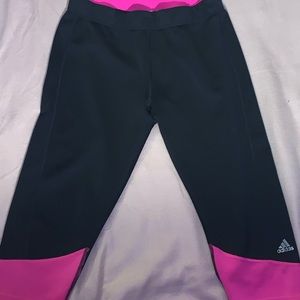Black and Pink Adidas Capris